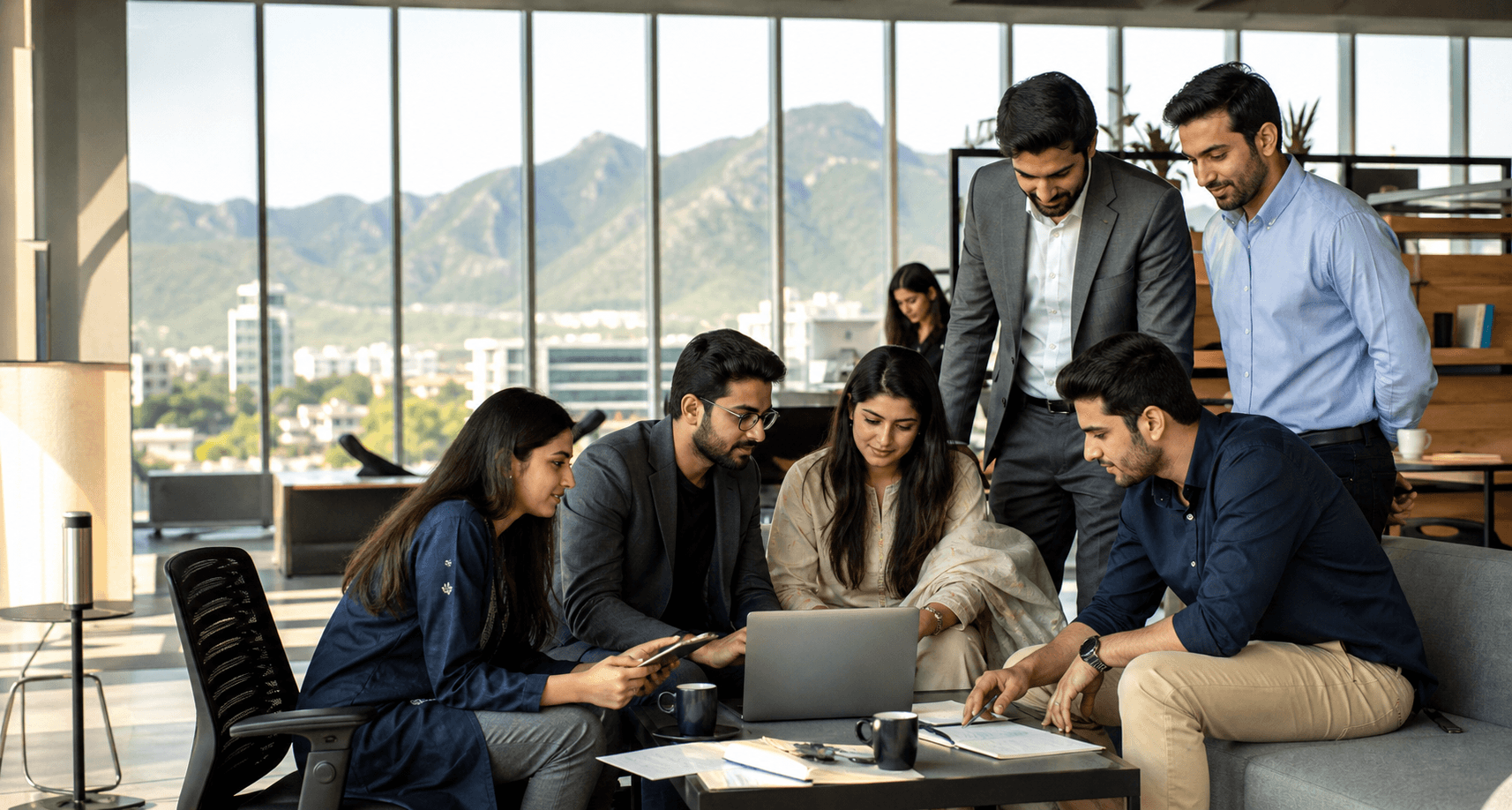 Pakistani professionals collaborating in an Islamabad workplace